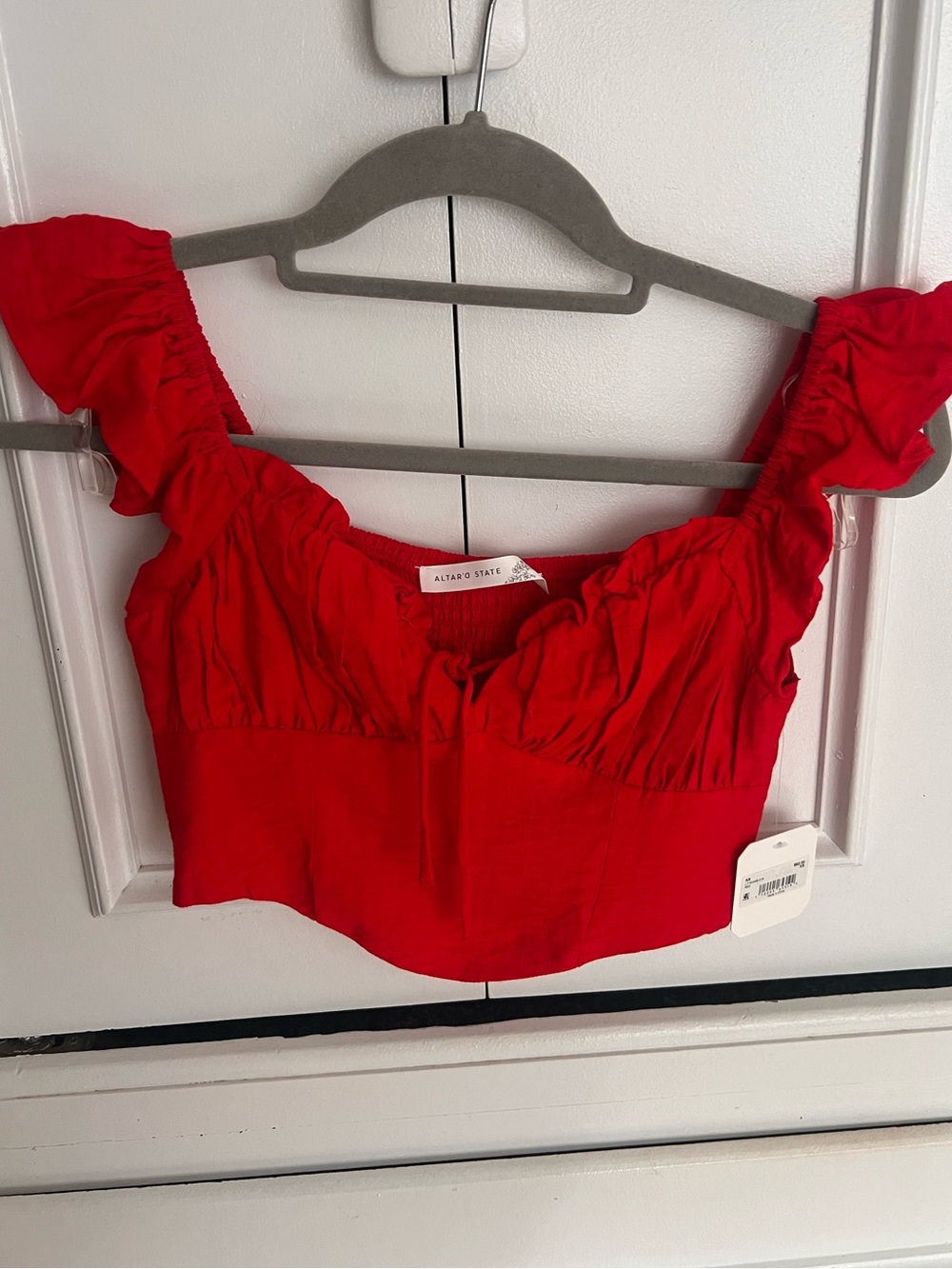 Altar'd State Bright Red corset Crop Top NWT